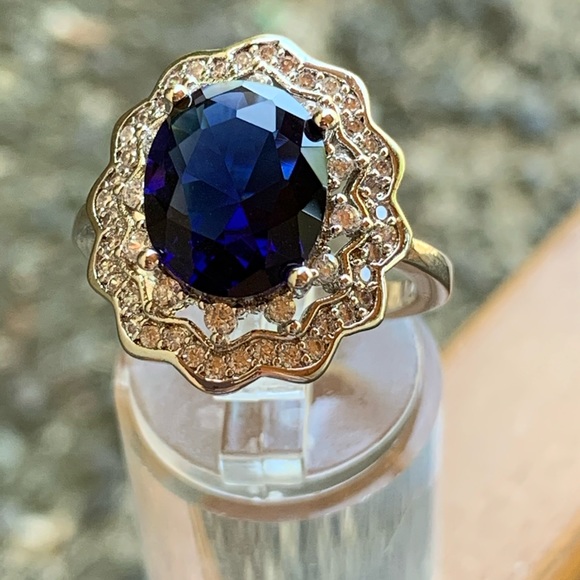 Jewelry - 925 Silver blue sapphire wedding party ring new